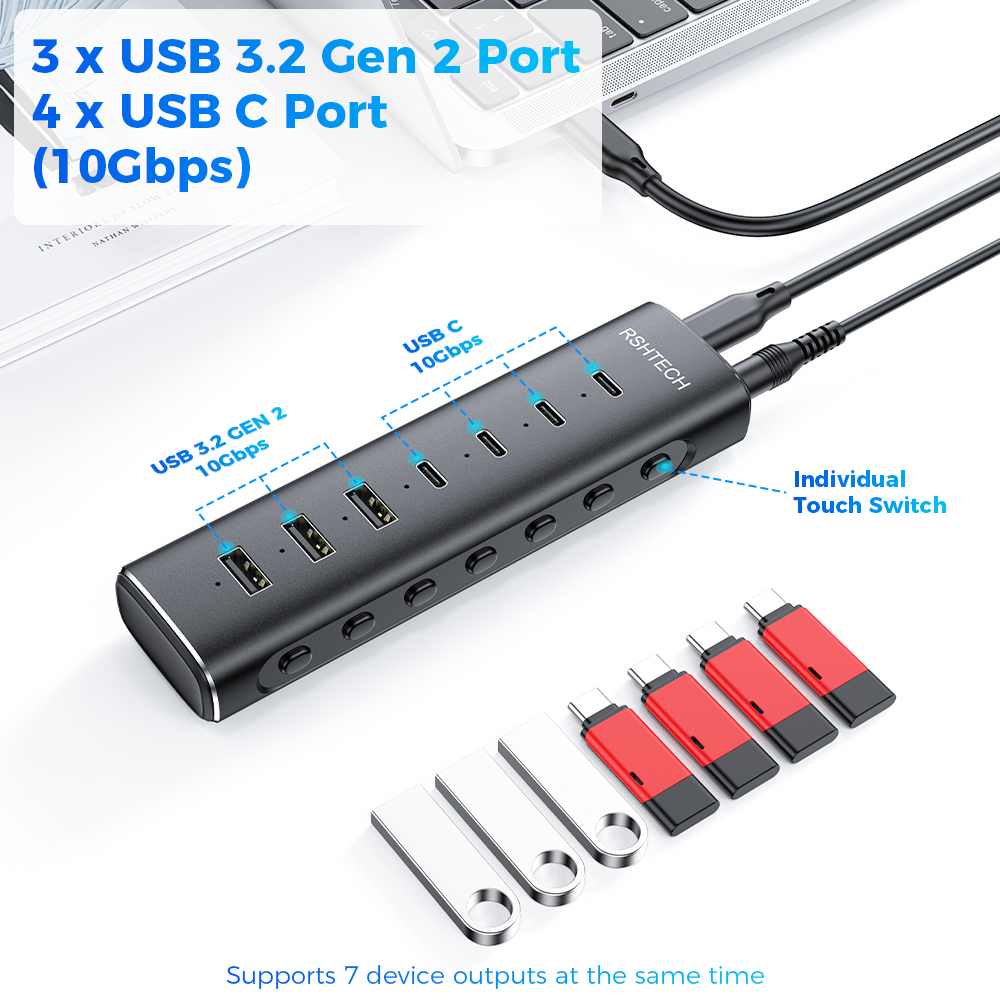 RSHTECH USB 3.2 Hub Splitter 7 - Mac Laptop Accessories recensione e prezzo